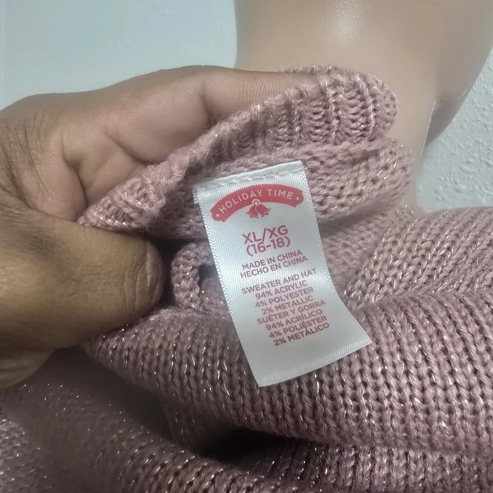 Holiday Time Pink Sweater with Pearl Details